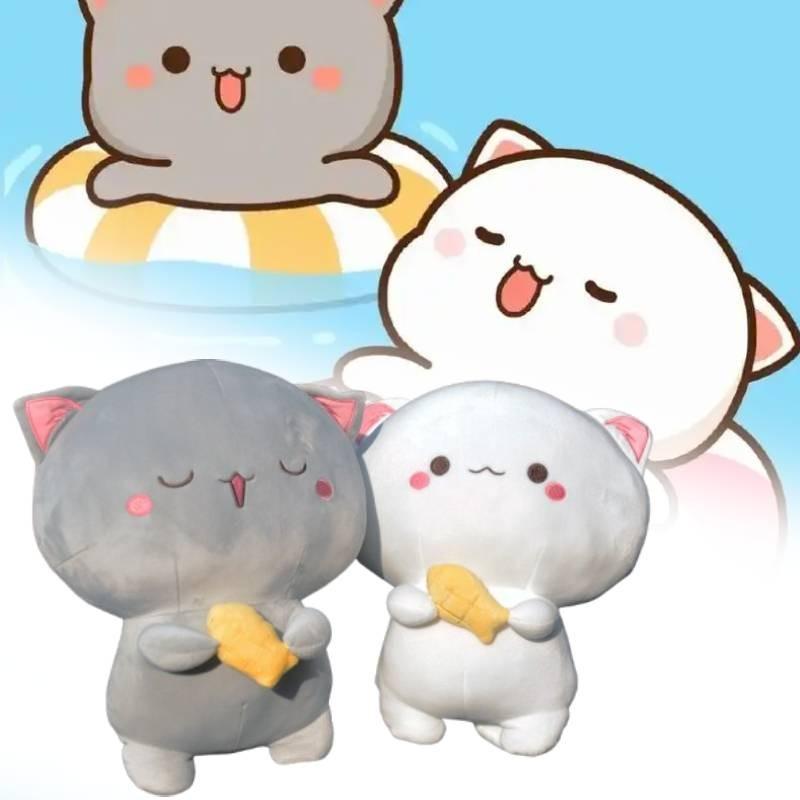 Peach With Cat Fish Plush Toy Cartoon Stuffed Doll Room Decoration Gift Kids
