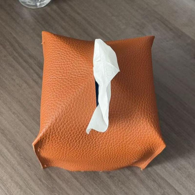 Tissue Box Cover Square Decorative PU Leather Holder Modern Tissue Case Facial Paper Organizer Dispenser For Bathroom Countertop