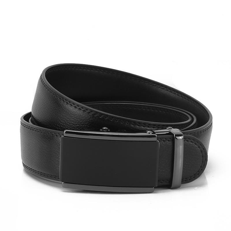 

Новый стиль Ремень из второго слоя коровьей кожи Мужской с автоматической пряжкой Натуральная коровья кожа Деловой и повседневный ремень 110-130cm