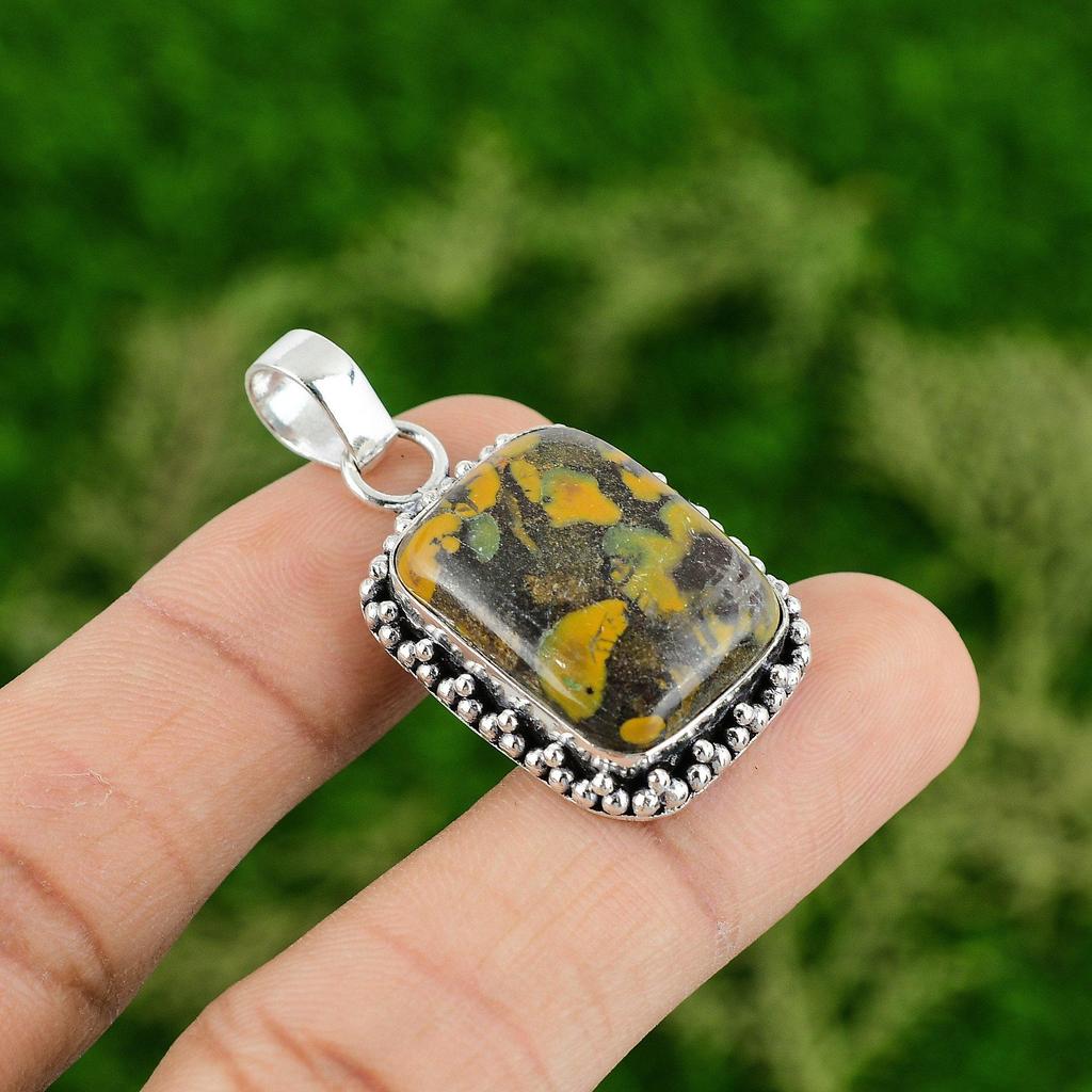Daughters Day Deal Sterling Silver Radiant Rhyolite Stone Sister Pendant Jewelry