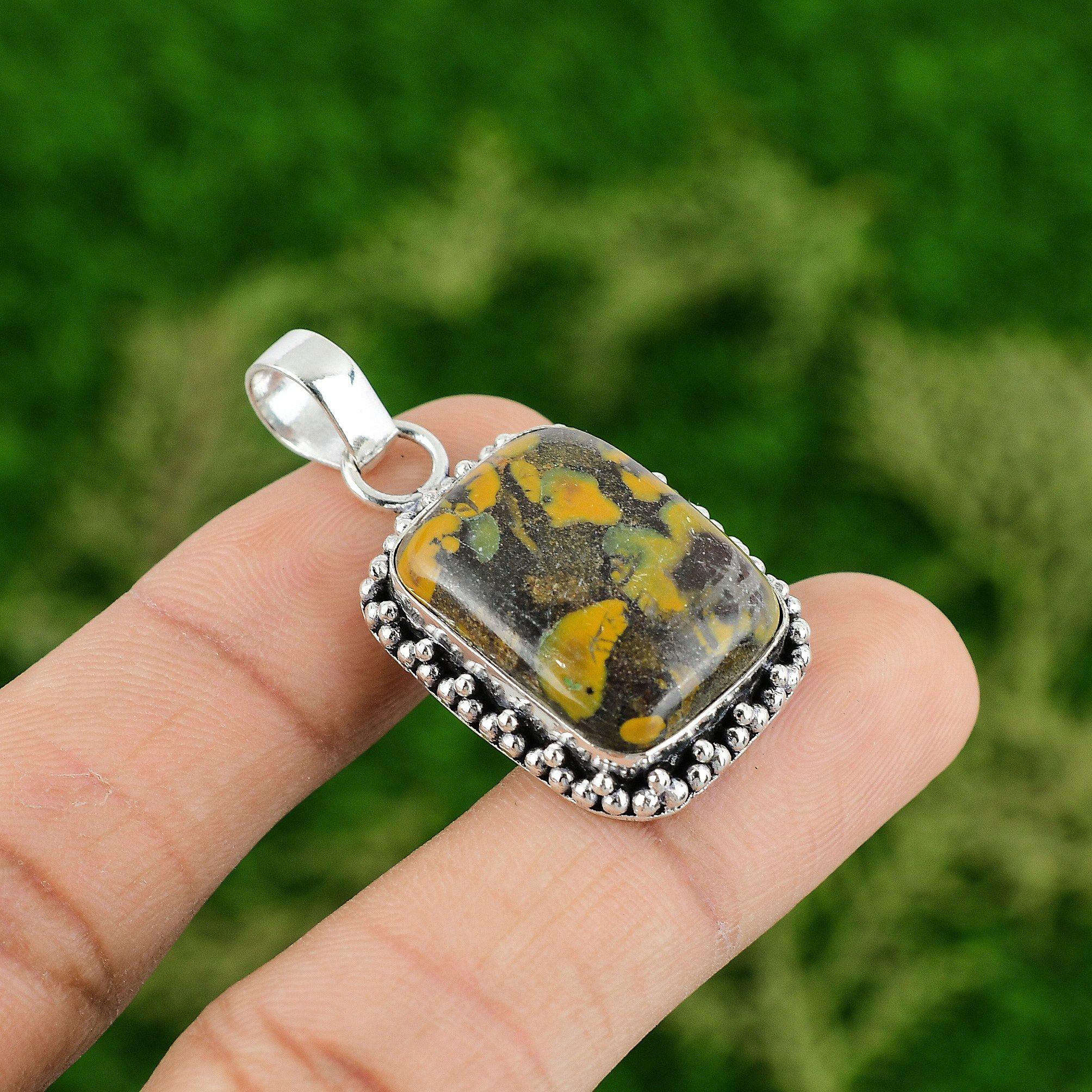 

Daughters Day Deal Sterling Silver Radiant Rhyolite Stone Sister Pendant Jewelry