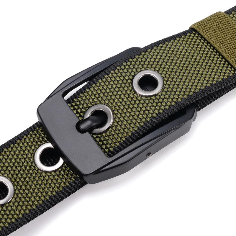 Pin Buckle Men's Belt Outdoor Tactical Nylon Canvas Belt on Both Sides Casual Versatile Trousers Belt