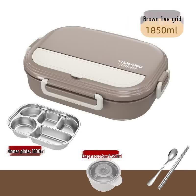Qiwei Insulated 304 Stainless Steel 5-Compartment Lunch Box