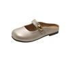 Retro silver flat bottom bag head half drag women's summer wear 2025 new one-pedal lazy slippers with skirt sandals