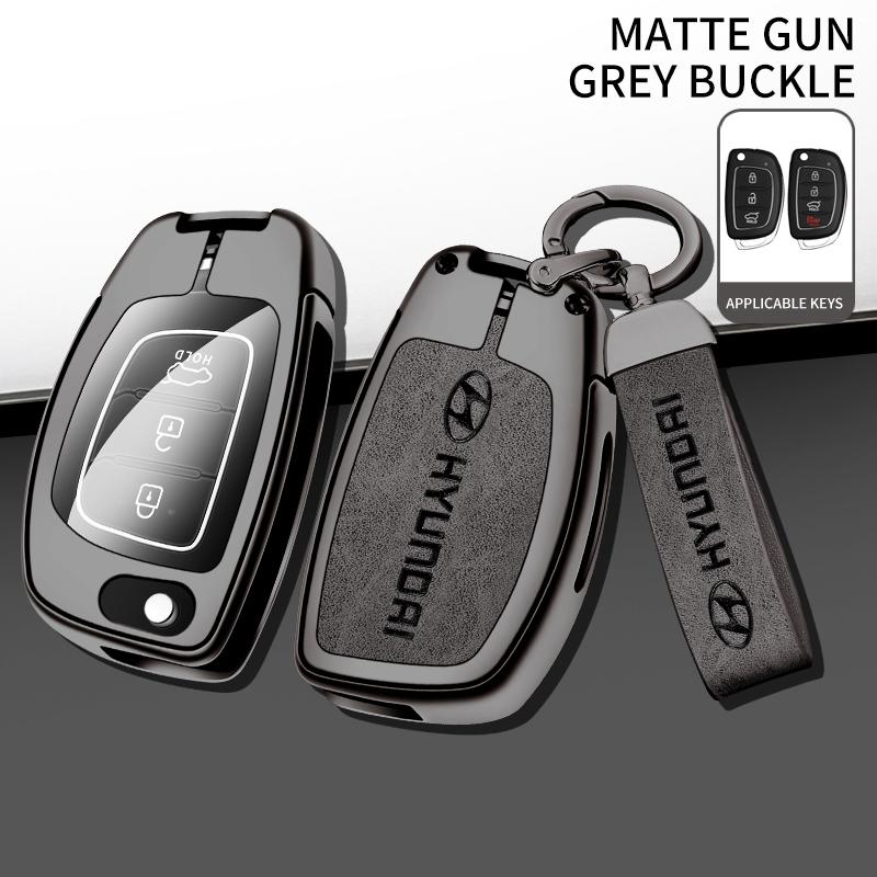 Alloy Leather Car Remote Key Protection Cover Shell For Hyundai Sonata 2015 Santa Fe 2013 GLS Tucson I40 Ix45 Creta Accessories RR8