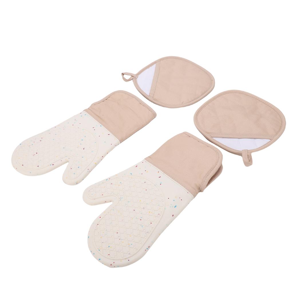 Oven Mitts Pot Holders Set 500 Degrees F Silicone Kitchen Oven Gloves Potholders Anti Slip Washable for Cooking Baking