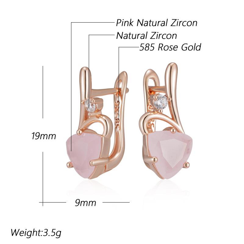 Rose Gold Color Drop Earrings For Women Unusual Pink Natural Zircon Accessories Fashion Daily Vintage Jewelry
