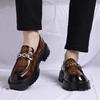 Mens Thick Sole Oxford Style Loafer Round Toe Comfortable Dress Casual Shoe Rubber Wide Fit