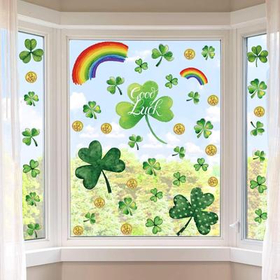 Adesivi per Vetri ST. Decorazioni e Ornamenti per San Patrizio Trifoglio Decorativo Verde Facili da Staccare