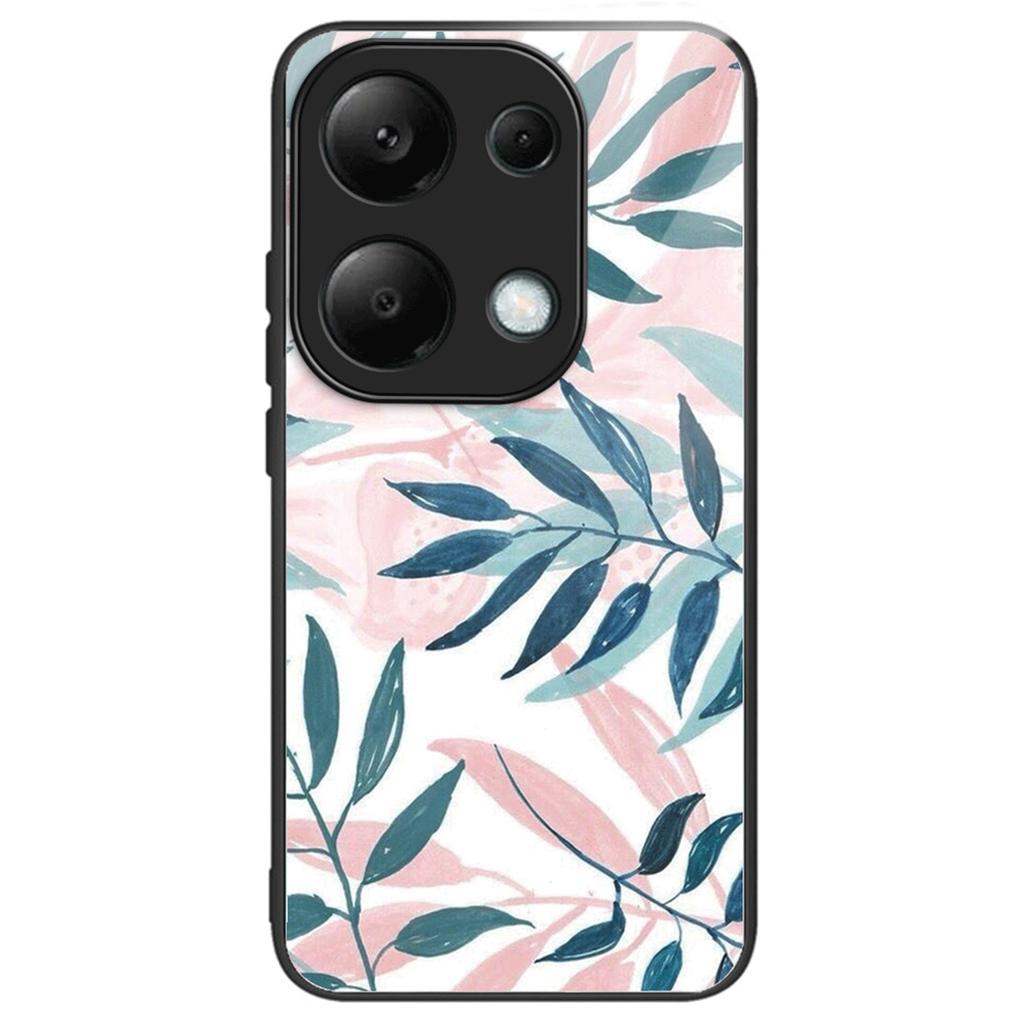For Xiaomi Redmi Note 13 4G Case Pattern Printing Tempered Glass+TPU Phone Cover
