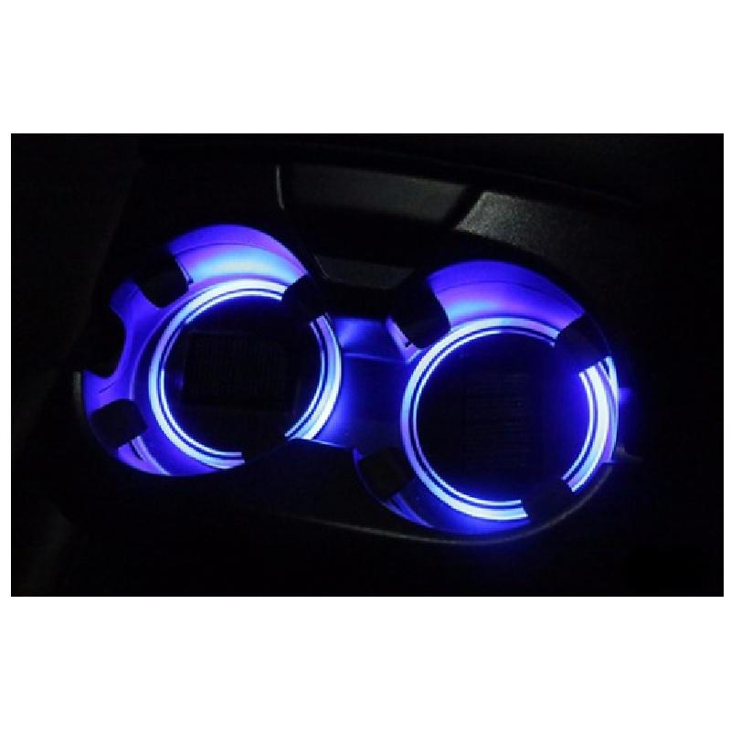 2 Pcs Car Suv Solar Energy Cup Holder Bottom Pad Led Light Cover Trim Universal