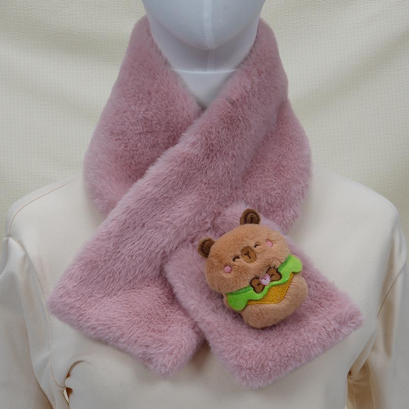 Children's Cartoon Panda Plush Scarf - Warm, Windproof Neck Gaiter for Autumn/Winter Boys & Girls.