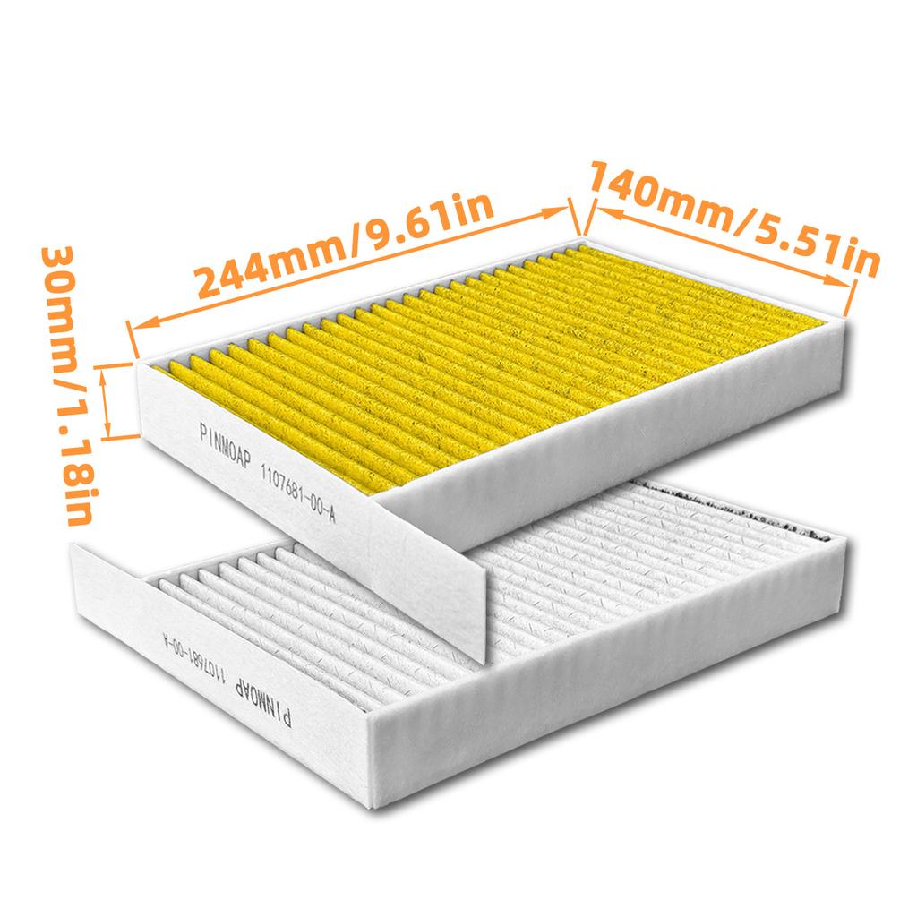 Yitong 1set Cabin Air Filter Replacement Fit for Tesla Model 3 (2017-2026) And Model Y (2020-2026) Activated Carbon Air Filter