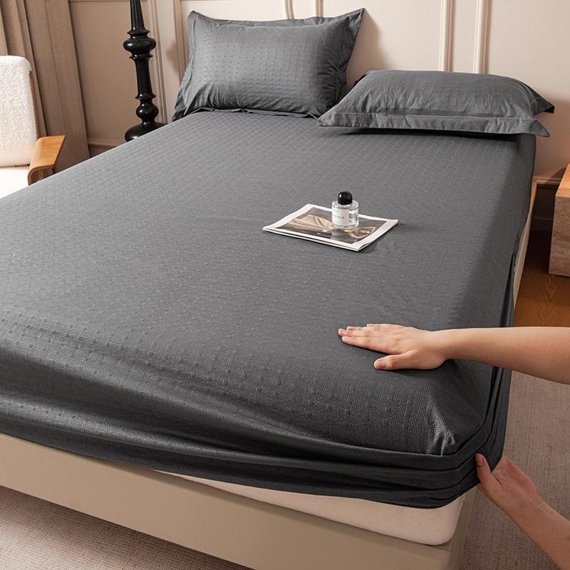 Fitted Bed Sheet with Elastic Band Solid Color Soft Mattress Cover for Single Double King Queen Bed 90/120/140/150/160/180x200cm