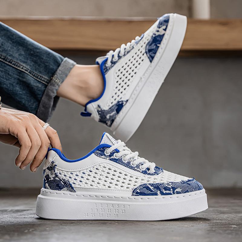Men'S Spring New Style Thick Bottom Sneakers Breathable Mesh Sports Casual Shoes Fashionable All-Match Board Shoes Sneakers