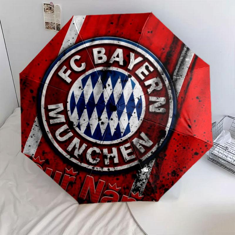 1 PC Automatic Folding Umbrella - FC Bayern Munchen Custom Name Pattern, Portable & Foldable Design with 8 Ribs, Christmas Birthday Gifts