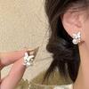 Diamond-set Flower Pearl Earrings Versatile Fashion High-end Stud Earrings Temperament Niche Personality Earrings Women
