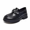 thick-soled women's new college wind round buckle one-pedal single shoes, first-layer sheepskin women's small leather shoes