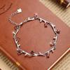 Sterling Floral Bracelet With Natural Amethyst Crystal Women Delicate Olive Branch Design 2025 Collection