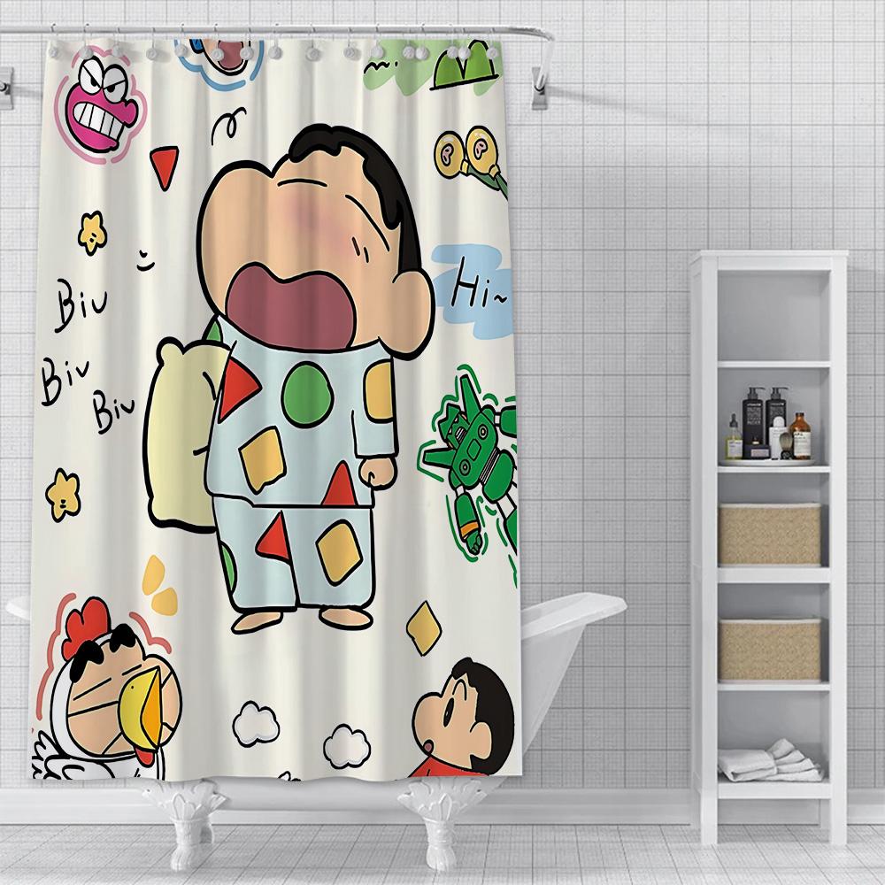 Shower Crayons Shinchans Curtain Waterproof Polyester Fabric Paint Colorful Bath Curtains Home Bathroom Decor Curtain With Hook