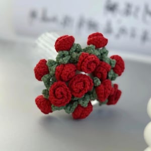 Handmade Crochet Rose Flower Valentine's Day Coaster Heat Resistant Kitchen Table Mat Romantic Home Decor Gift for Wedding Anniv