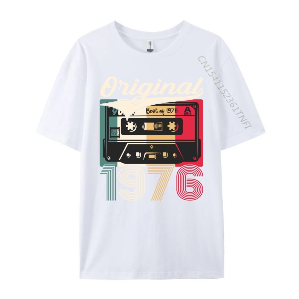48th Birthday Man Woman 1976 Cassette Mens Shirts Graphic Tee Male Mens T Shirt Printing Luxury Brand Clothes