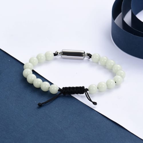 Constantlife Ashes Bracelet, Memorial Urn Jewelry, Handmade Beaded Adjustable Braided Black Rope Bangle, Keepsake Gift for Humans and Pets, Women's, S