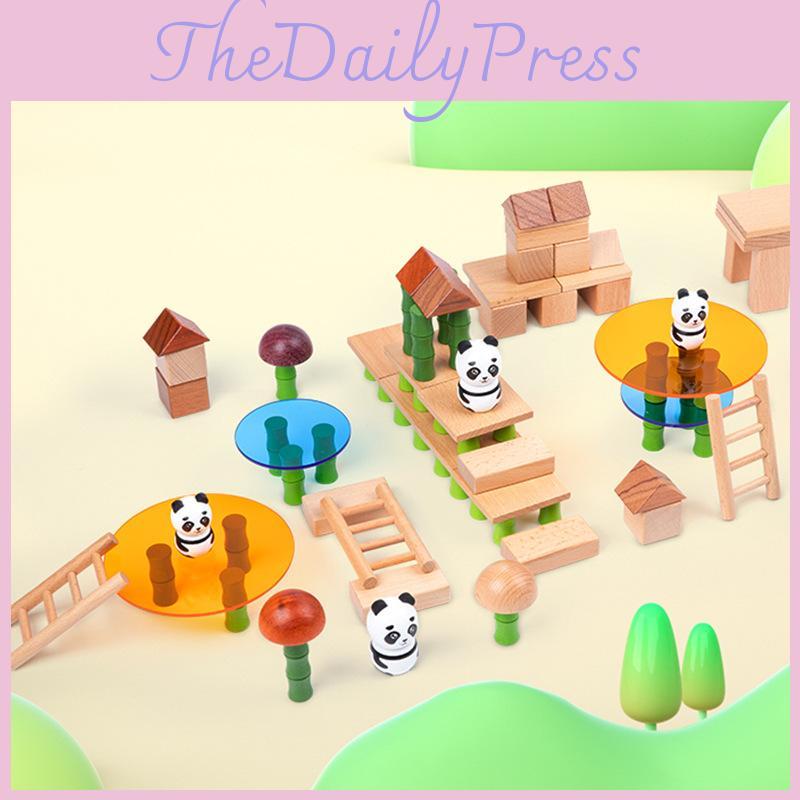 Bamboo Forest Panda Wooden Building Blocks For Kids Early Education Play Gift