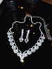 Luxury Bridal Zircon Flower Necklace & Earrings Set - Elegant Wedding Jewelry Accessories 