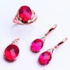 Purple Gold Inlaid Redstone Oval Earrings Simple Luxury High Temperament Rose Gold Plated Earrings