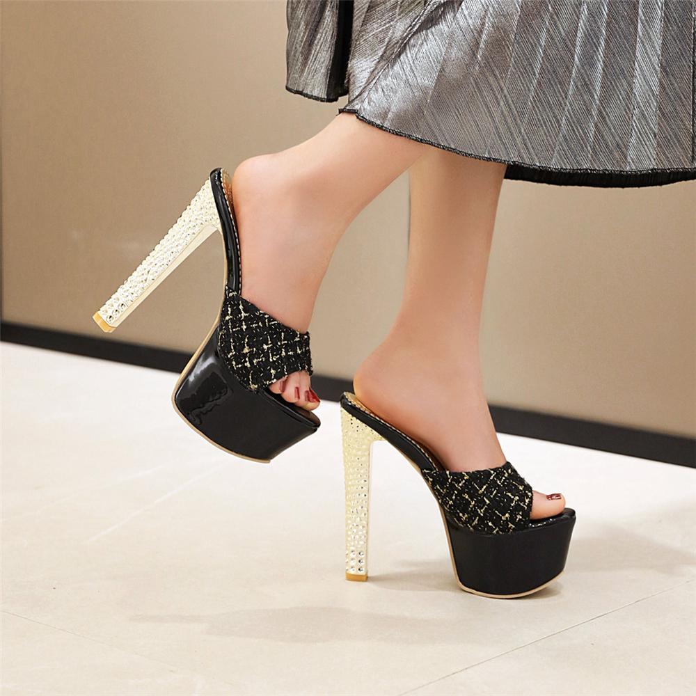 Sexy Slippers Women Summer Shoes Outdoor High Heels Platform Slides Female Luxury Designer Black White Sandals Woman Big Size