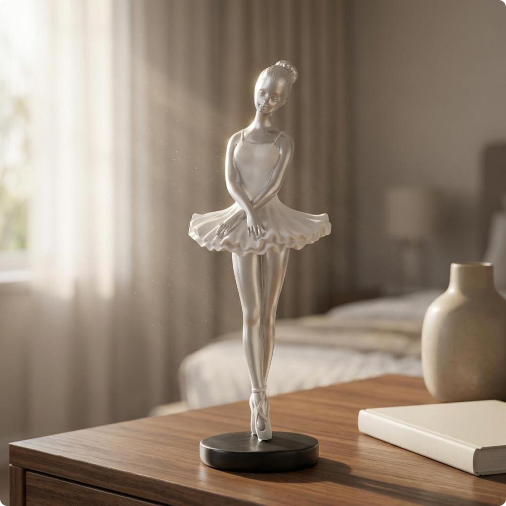 Figurina Ballerina Balletto Tutù Bianco Stile Ballerina in Piedi Finitura Lucida Ragazza