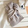 Red bear embroidered knitted scarf for men and women in winter pure Korean version versatile cute warm high-end scarf