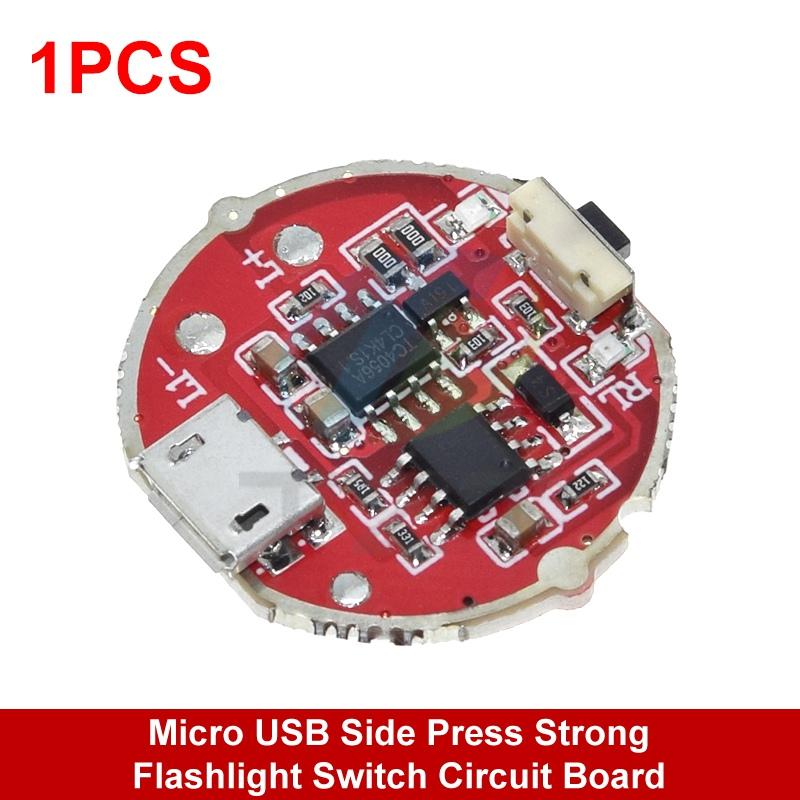 Micro USB / TYPE-C USB Side Press Strong Light Torch Driver Board Three-Speed Control Switch Circuit Board Accessories 10w Watt