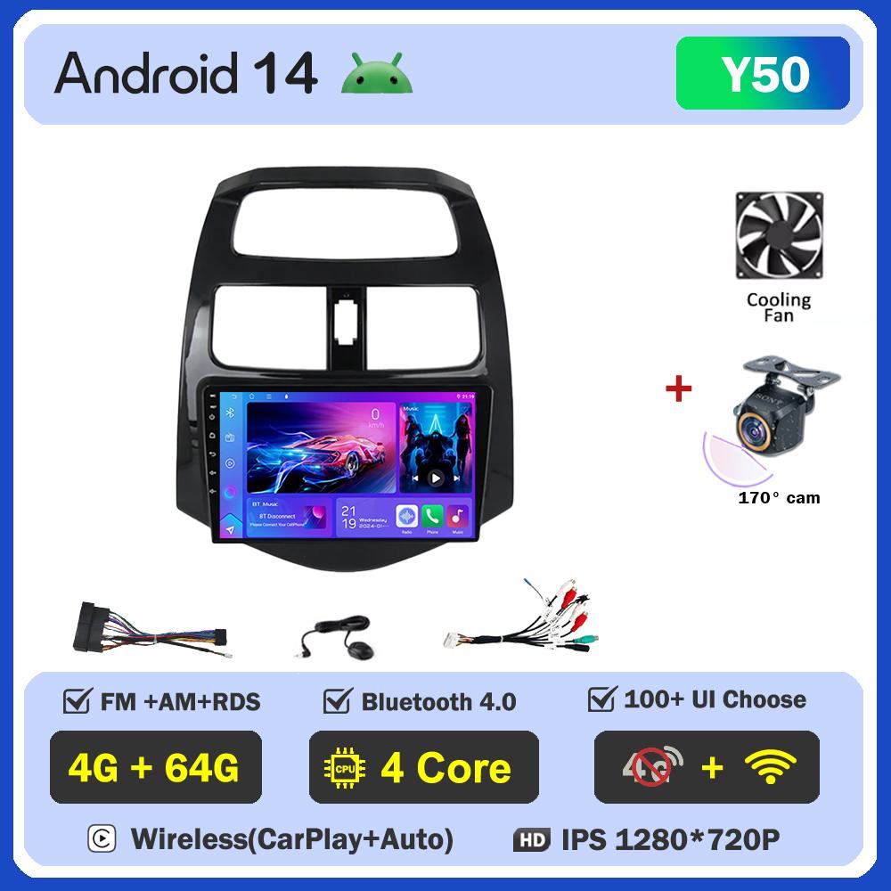 Car Radio Player Android 14 For Chevrolet Spark Beat Matiz Creative 2009-2016 Carplay Auto Screen Wireless Android Auto Carplay