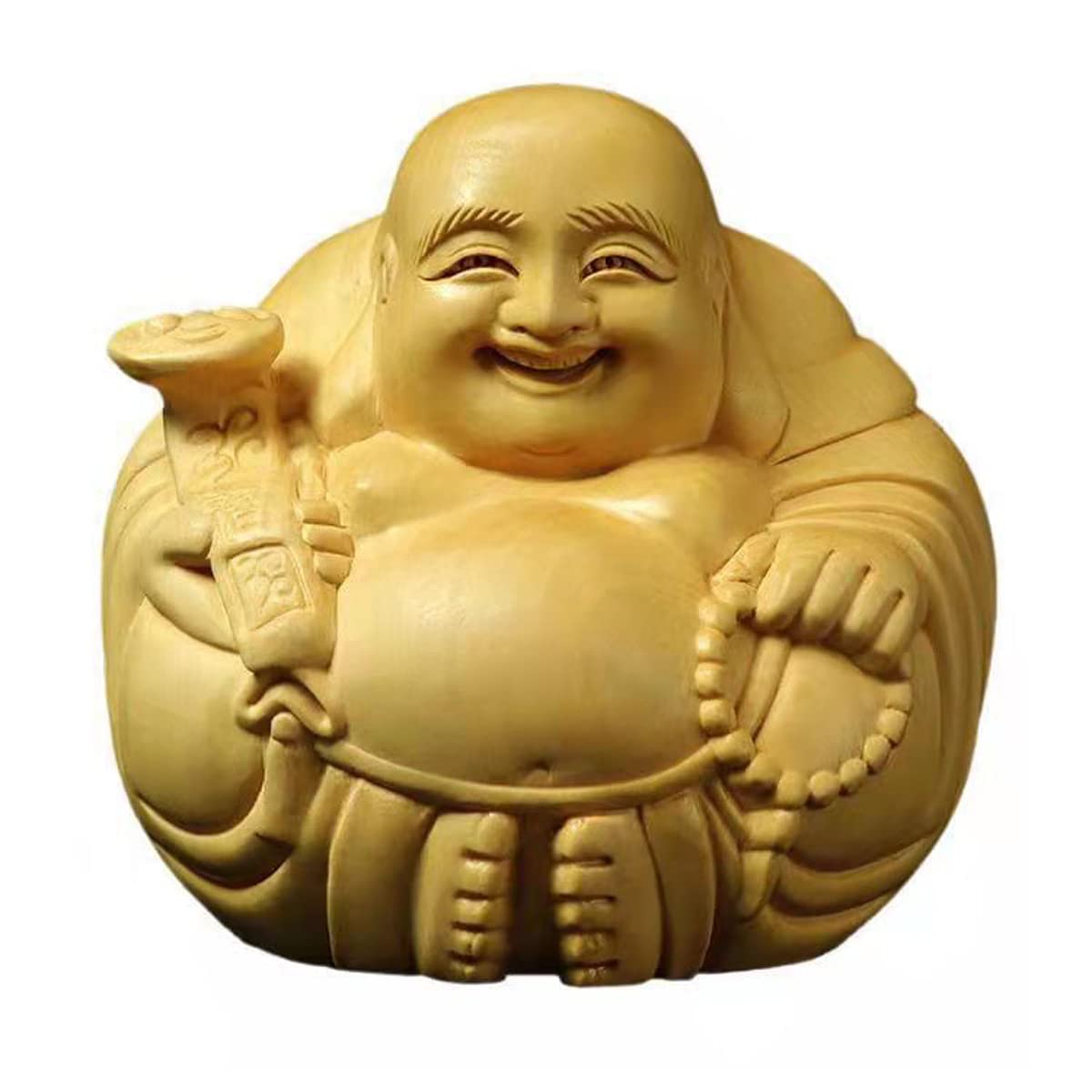 

YZBZH Будда Семь Счастливых Майтрея Бодхисаттва Фигурка x Ширина Хотэй Натуральная Резьба по Дереву Самшита Бизнес хорошо хорошо хорошо защита от несчастья
