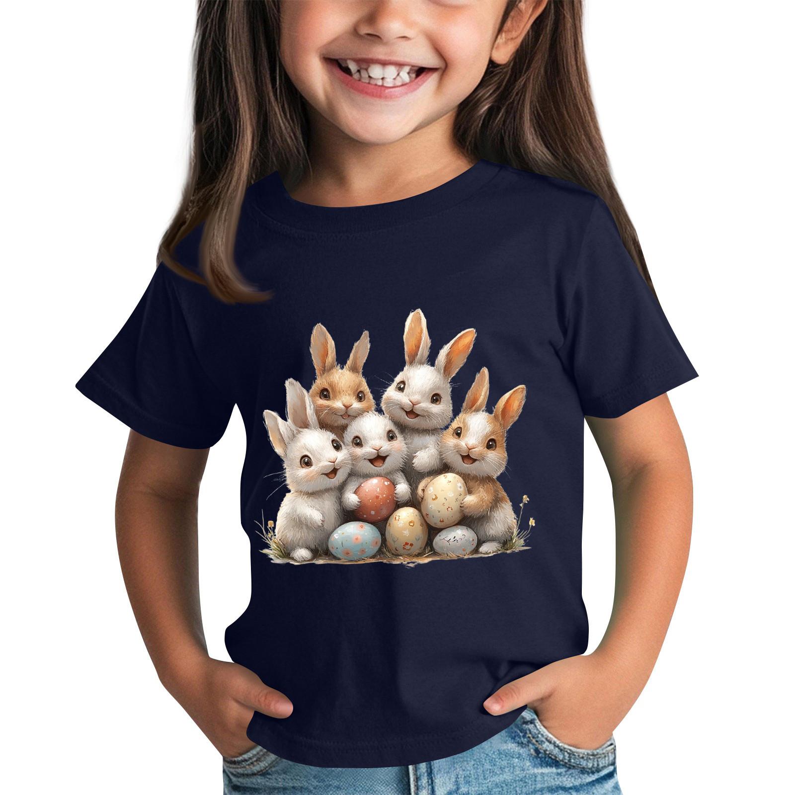 

Children s Short Sleeve Neck T-Shirt Animal Print Daily Casual Top 130 Темно-синій