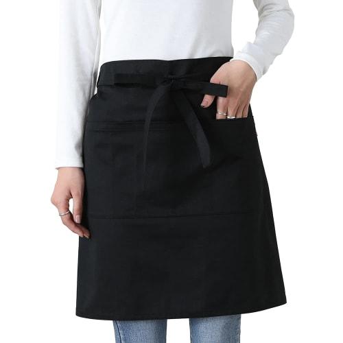 Ibutsu-shi Short Apron, Solid Color, Below-the-Waist Apron, Wrinkle-Resistant, Dust-Resistant, Unisex, for Chefs, Waiters, Kitchen Cooking, Restaurant