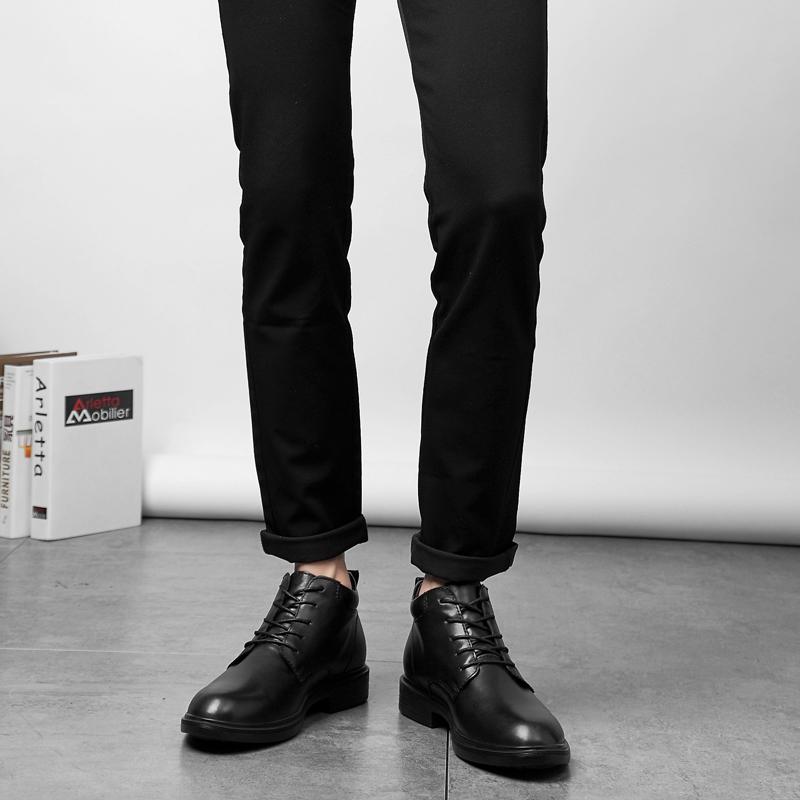 Fashion Genuine Leather Ankle Boots Men Classic Business Men Shoes Casual Warm Male Oxford Formal Flat All-match Winter Warm Men Boots