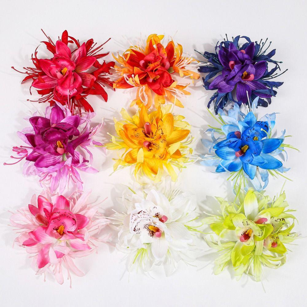 3D Flower Hair Clip Fabric Artificial Orchid Hair Clip For Weddings Parties and Daily Wear