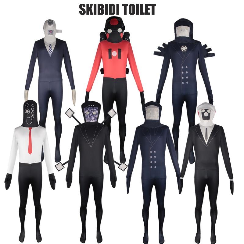 Tv Toilet Skibidi Man Cosplay Jumpsuit Tight Halloween Party Game Role Playing