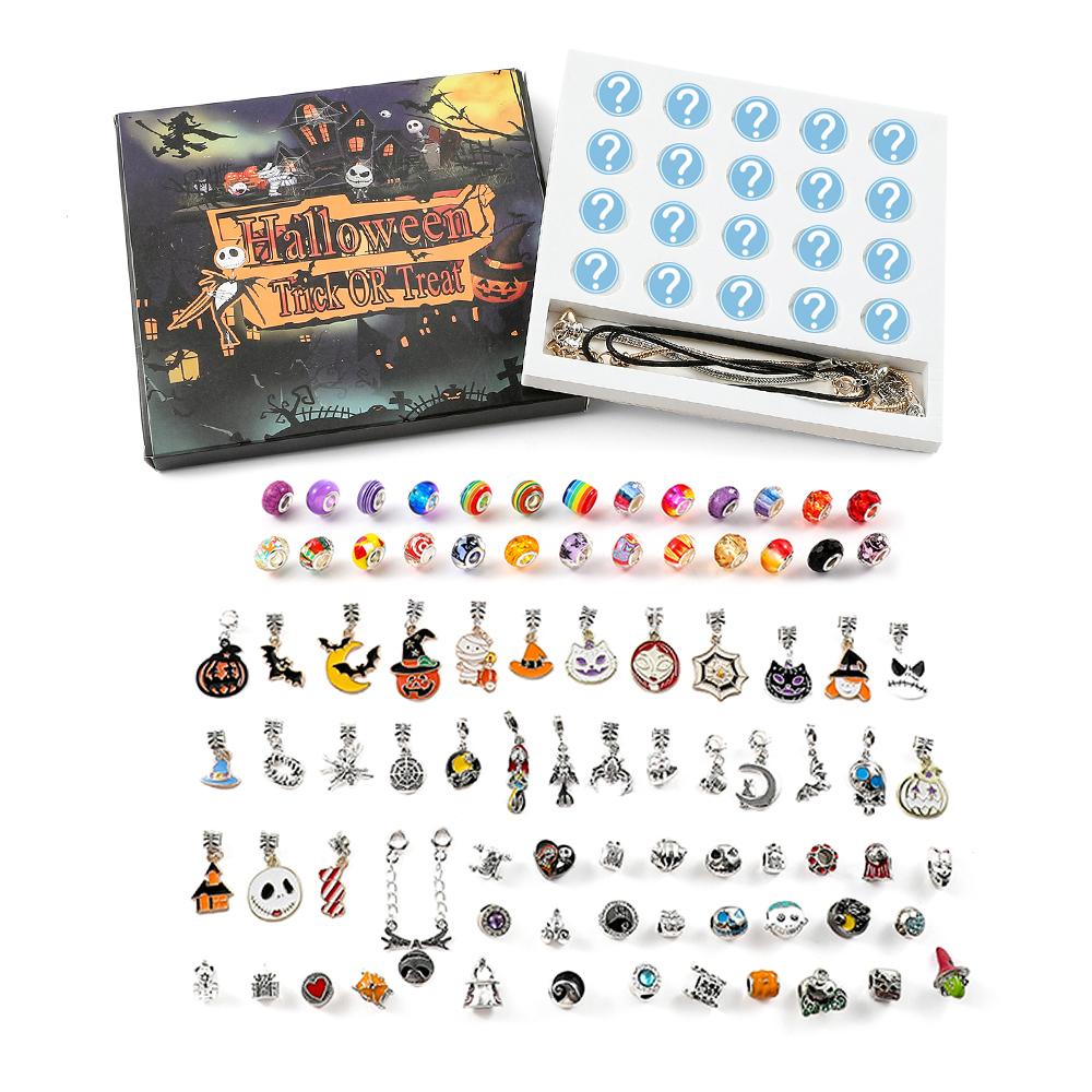 Halloween Advent Surprise Blind Box DIY Charms Bracelet Beads Pendant Disney Nightmare Before Christmas Jack Skellington Charms