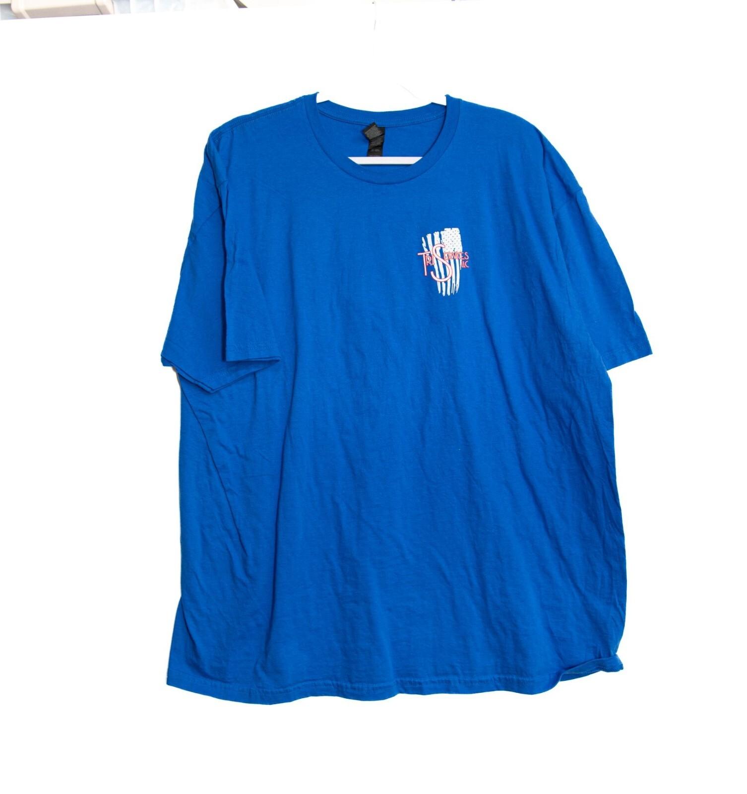 Tri Services LLC Blue Graphic T-Shirt Short Sleeve Crewneck Cotton Unisex 2XL XXXL