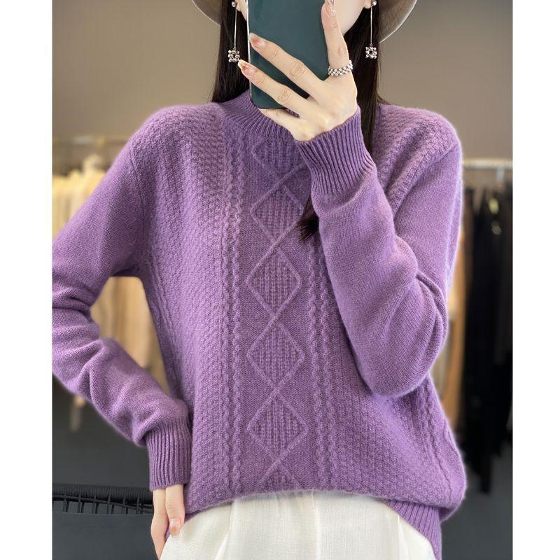 Solid Mock Neck Sweater, Casual Long Sleeve Sweater for Fall & Winter, Women's Plus Size Clothing