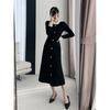 Winter Temperament Socialite High-end Black Super Figure Knitted Sweater Backing Dress Children
