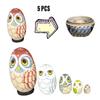 5 Owl Pcs Animal Theme Wooden Stacking Nativity Nesting Matryoshka Gifts Doll