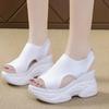 Sandali da donna estivi con zeppa, in tessuto elastico, con copripiedi, sandali da donna, suola spessa, alla moda, scarpe casual da urlo