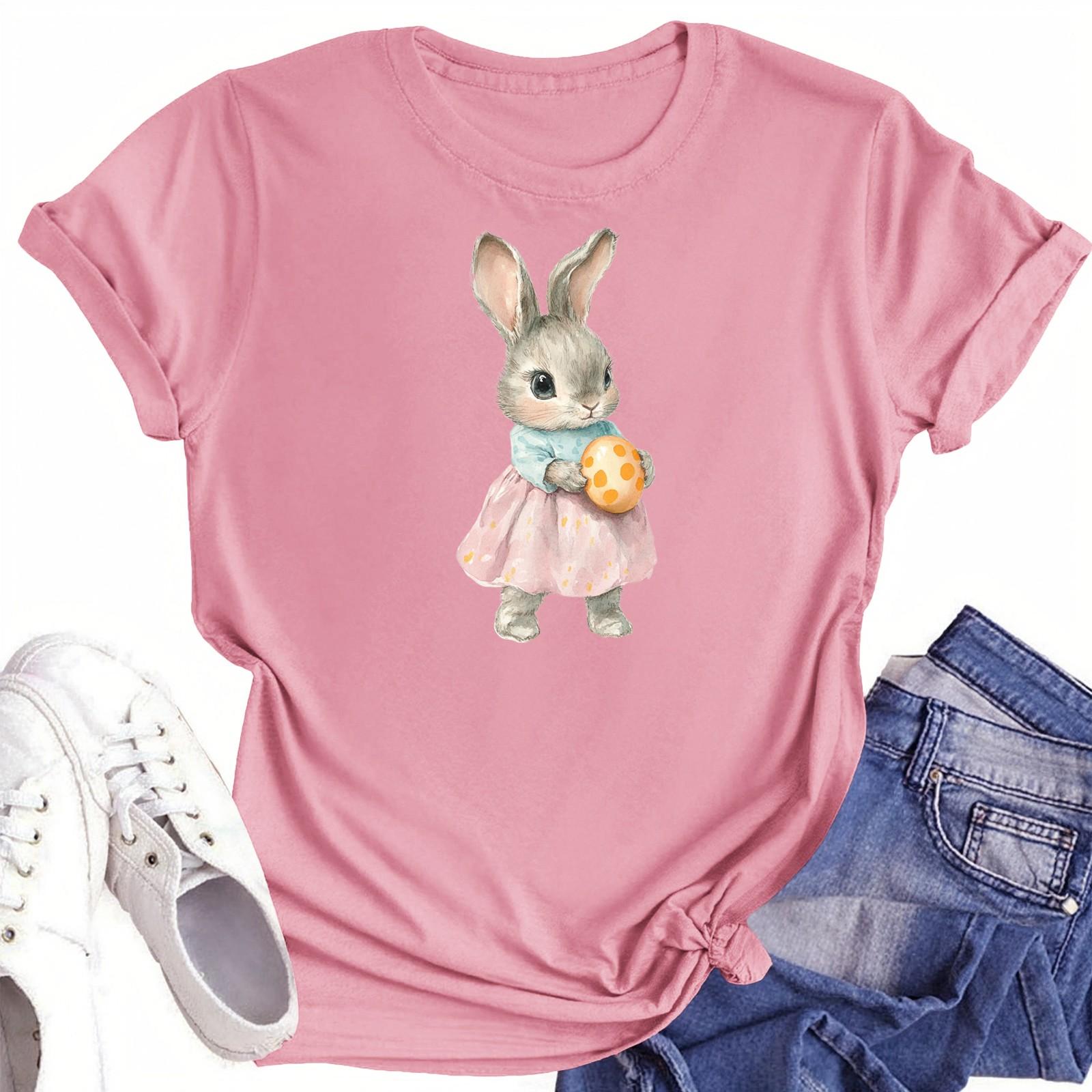 

Женская повседневная футболка с круглым вырезом и короткими рукавами с принтом S розовый