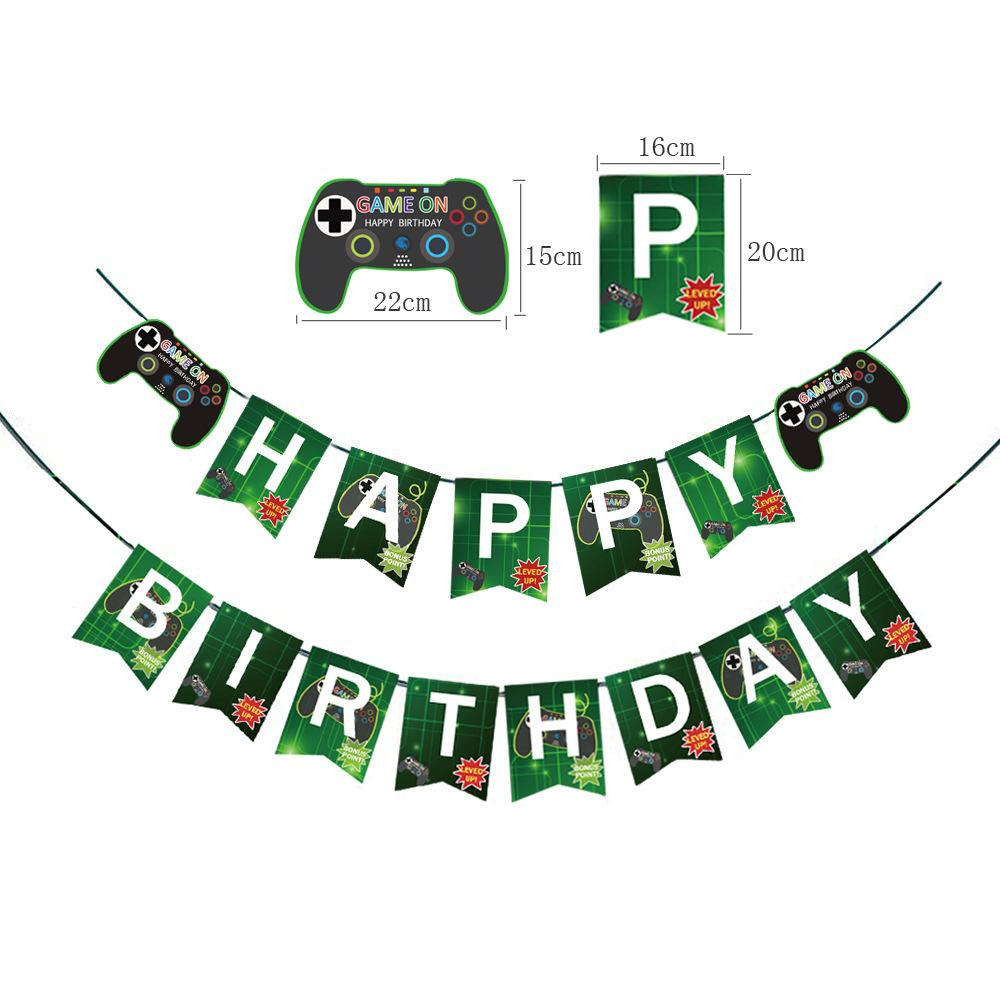 Game Theme Party Decoration Birthday Flag Gate Joint Cake Plug Set Gameone Banner Customization Creative
