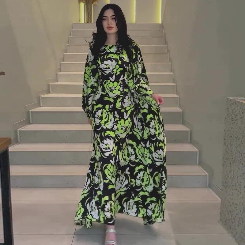 2024 Autumn Women's Bohemian Style Fashion Print Loose Casual Long Dress